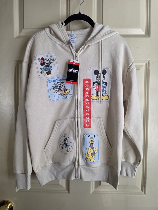 Disney Tops - Disney Mickey & Friends Womens Cream Zip-Up Hoodie